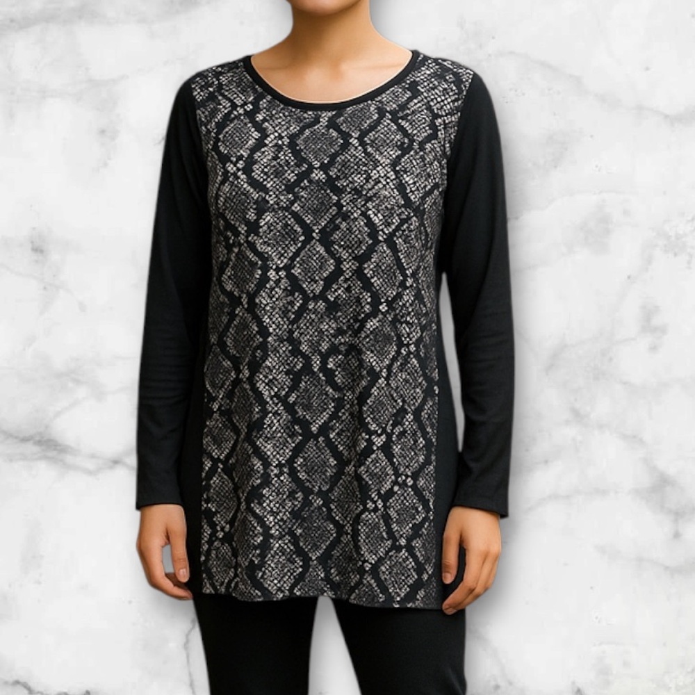 Peter Nygard Monochrome Snake Pattern Tunic